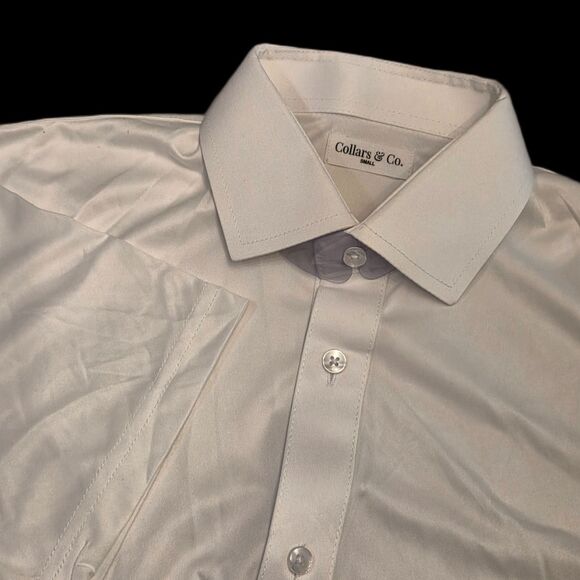 NWOT Collars & Co Mens Small Quattro Flex Short Sleeve Button Down White Read - Picture 1 of 6